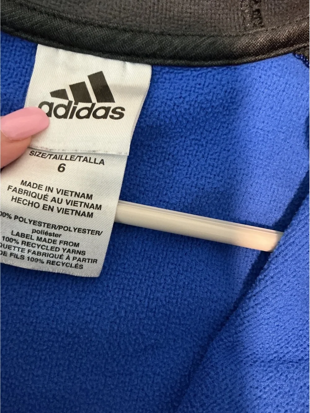 Adidas Boy's Kids Size 6 Blue and Black Hoodie Sweatshirt